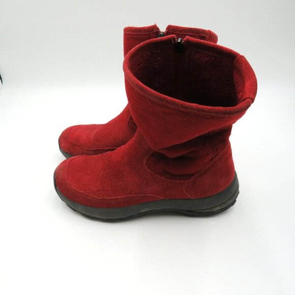 L.L.Bean Boots Womens Size 6.5 Red Suede Fleece Lined Side Zip Winter Snow Warm - Picture 4 of 10